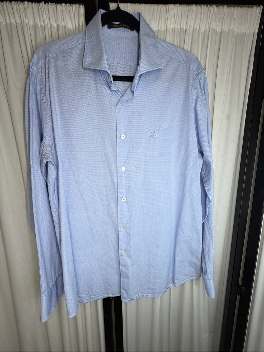 Roberto Cavalli Light Blue Long-Sleeve 100% Cotton Dress Shirt